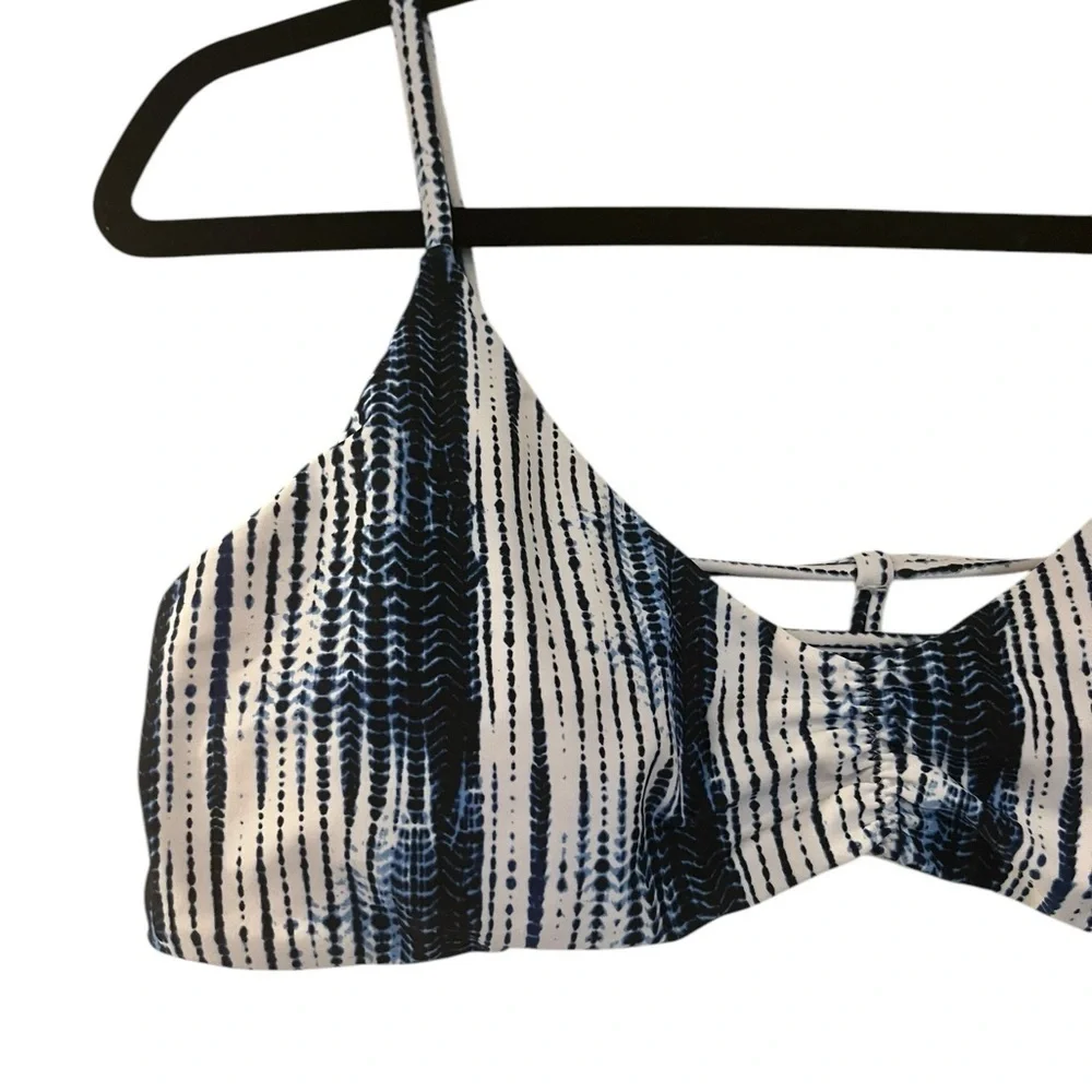 Raisins Blue and White Striped Bikini Top XL
